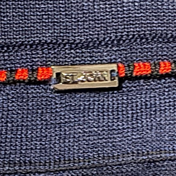 St John Patterned Knit Pencil Skirt, Navy Blue/Red, Size M - Picture 6 of 9